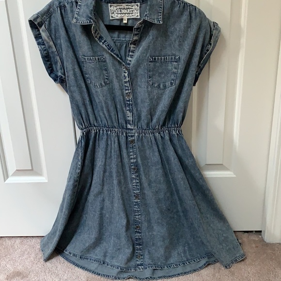 Pink Martini Denim dress distressed look - Picture 1 of 9